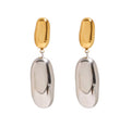 18K Gold Stainless Steel Oval Smooth earrings 2 Tone Minimalist Jewelry