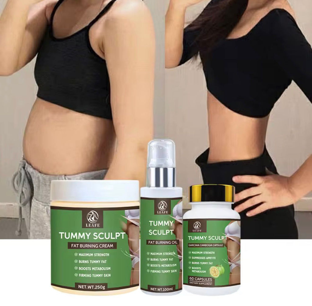 Fast Slimming Oil Cream Belly Fat Burning Tea Capsule Set Slimming Products for Weight Loss and Flat Tummy Set