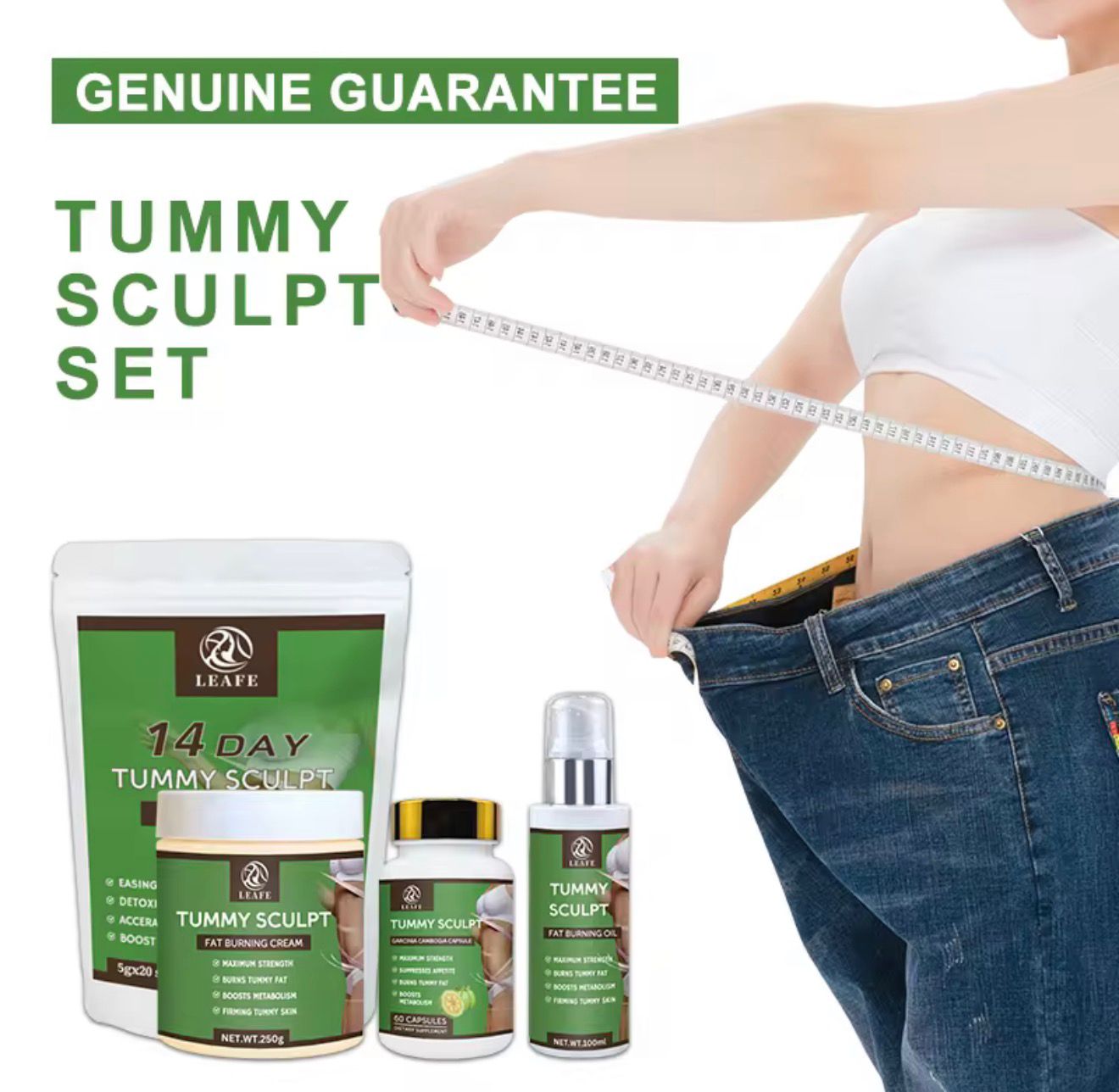 Fast Slimming Oil Cream Belly Fat Burning Tea Capsule Set Slimming Products for Weight Loss and Flat Tummy Set