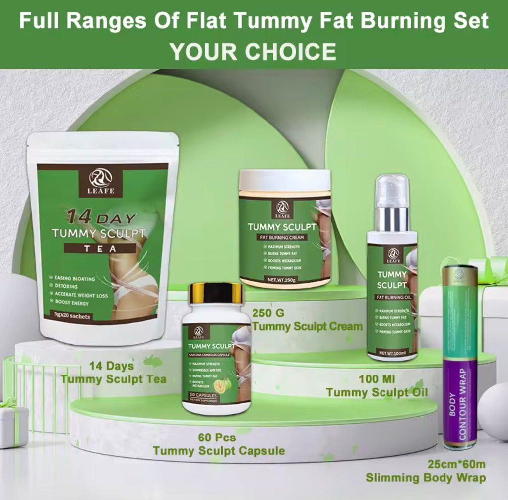 Fast Slimming Oil Cream Belly Fat Burning Tea Capsule Set Slimming Products for Weight Loss and Flat Tummy Set