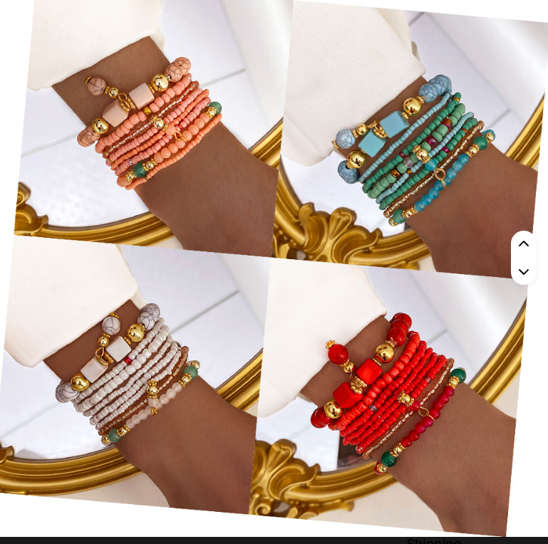 KISSWIFE 8Pcs/Set Cute Colourful Rice Beads Ajustable Bracelet Set for Women Girls Jewelry